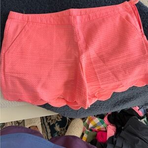 Lilly Pulitzer Coral High Waist Scalloped Shorts